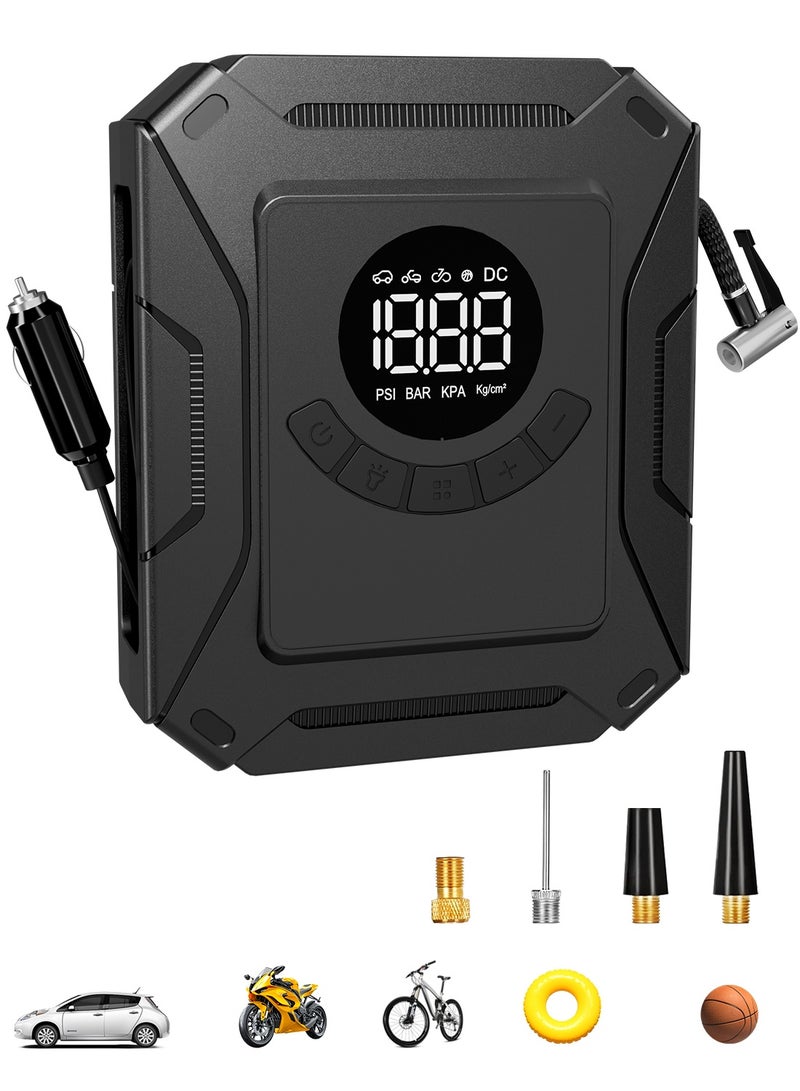 Tire Inflator Portable Air Compressor, DC 12V Air Compressor Portable with Digital Pressure Gauge, 3X Faster Inflation Air Pump for Car, Bike, Ball - Image 1
